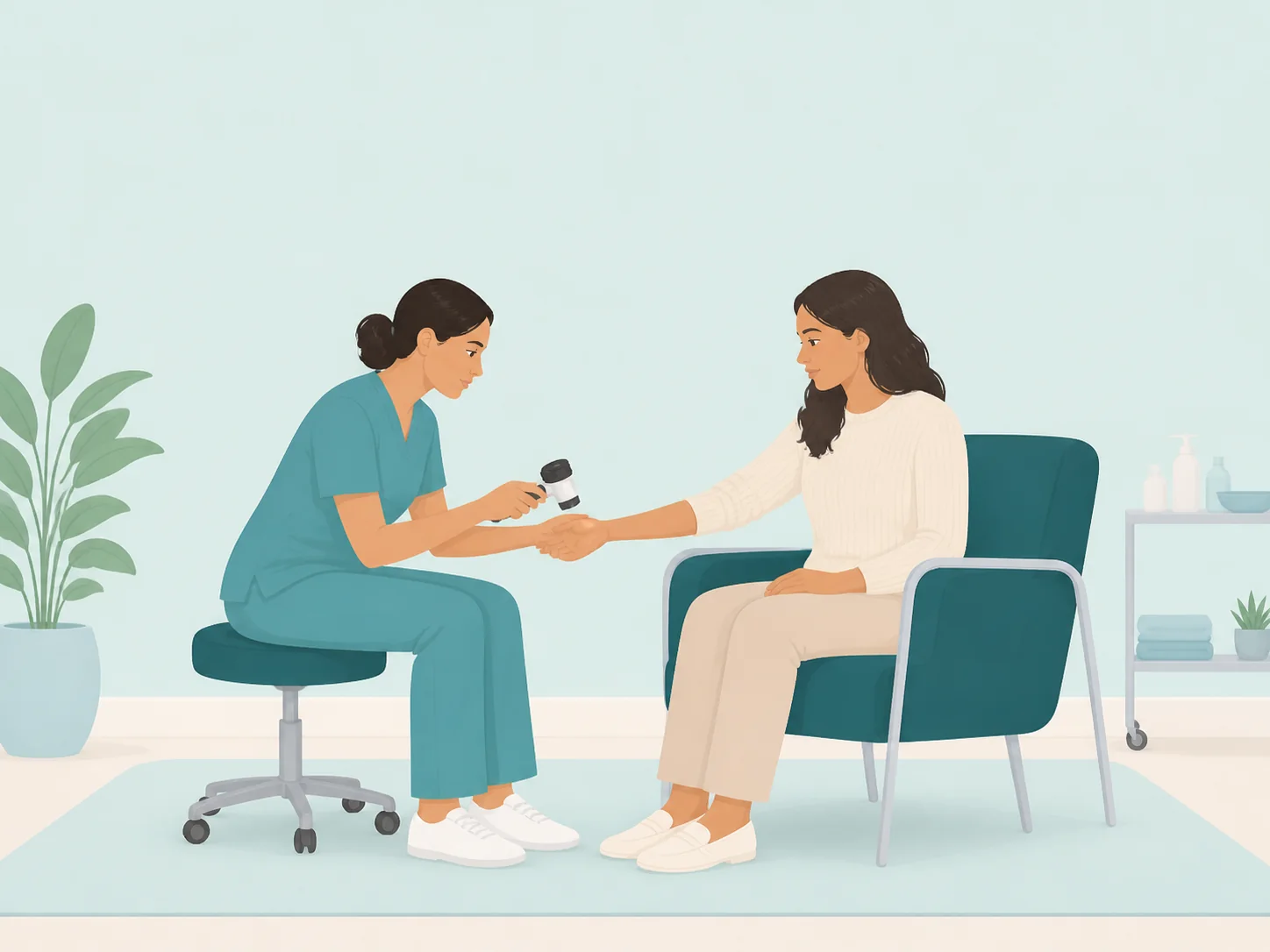 Illustration of a dermatology care setting