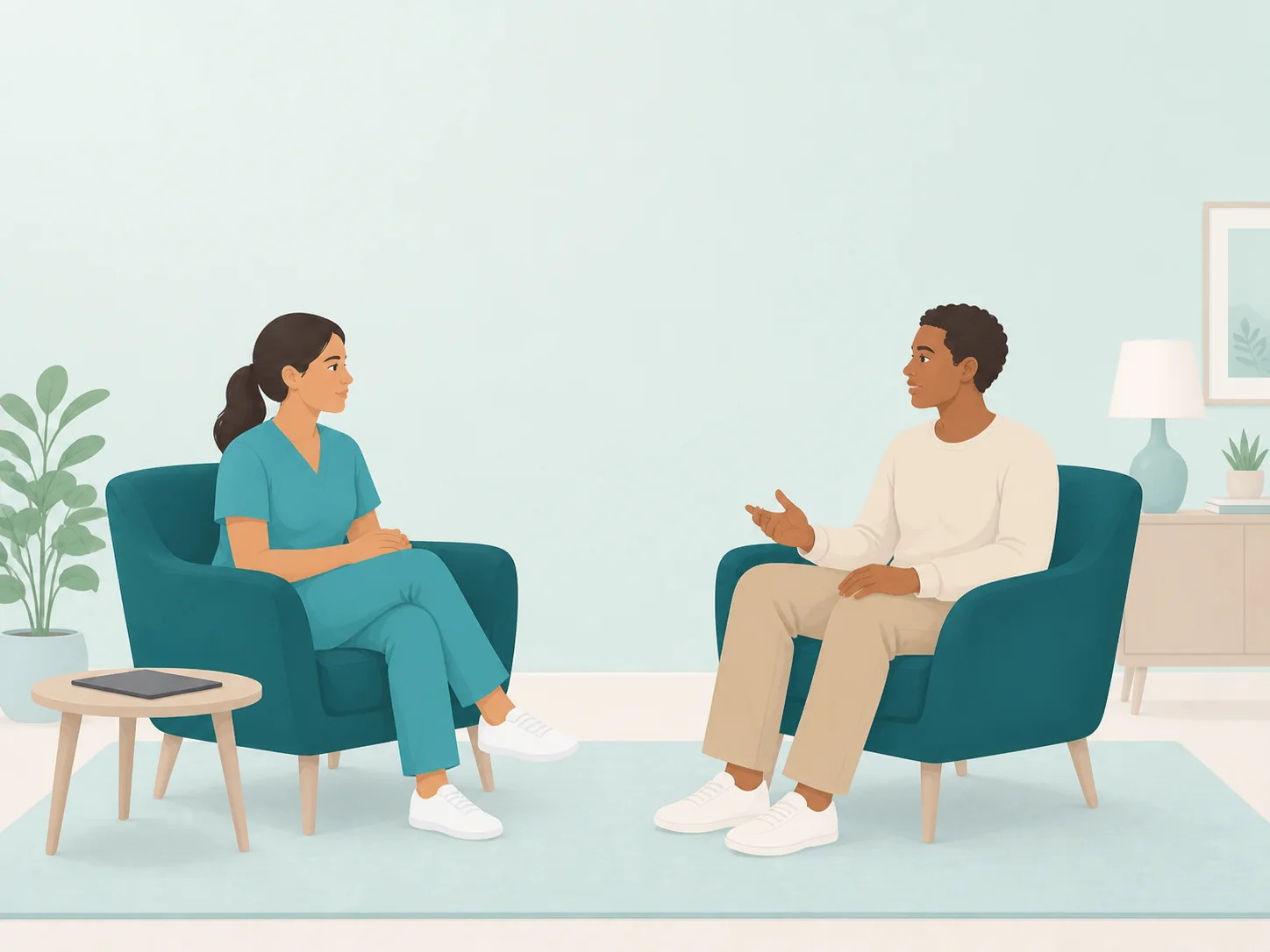 Illustration of a mental health care setting