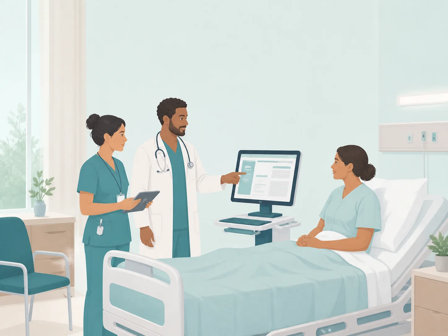 Illustration of a NHS hospitals care setting