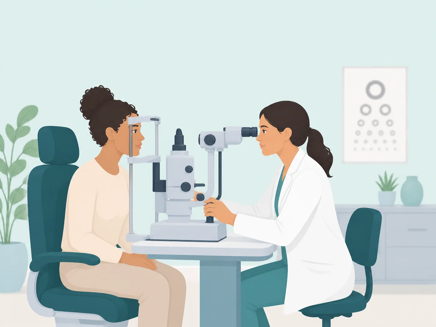Illustration of a optometry care setting