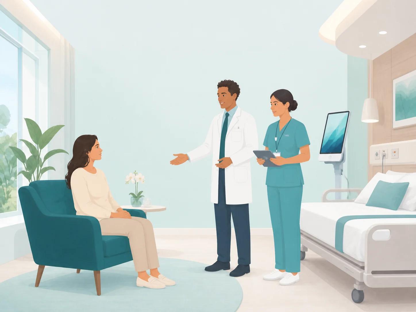 Illustration of a private hospitals care setting