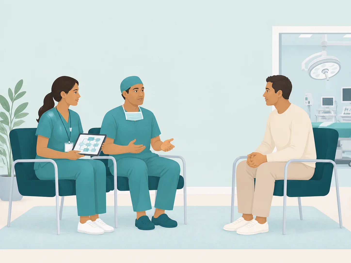 Illustration of a transplant and advanced surgery care setting