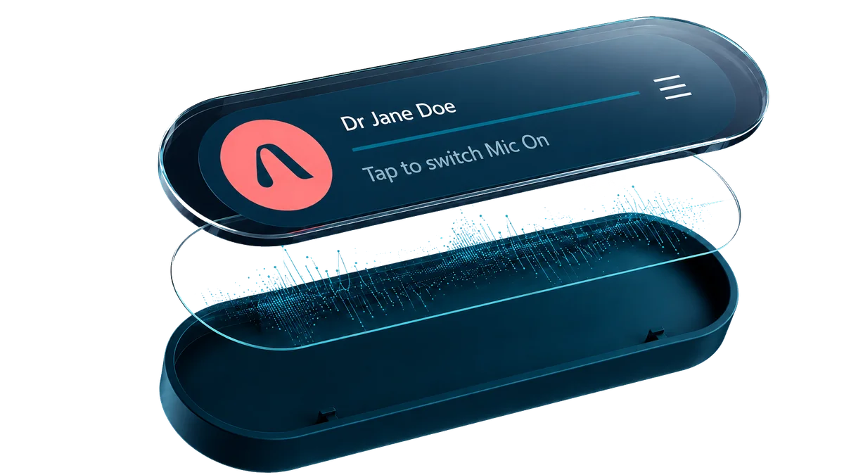 Augnito Spectra widget for Dr Jane Doe, with layered speech recognition technology