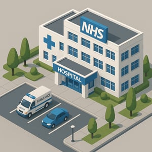 isometric Generate an image of an NHS hospital-1