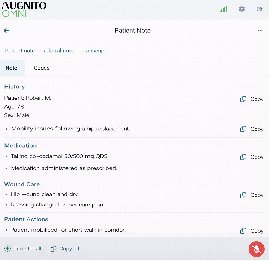 Patient Note - Nursing